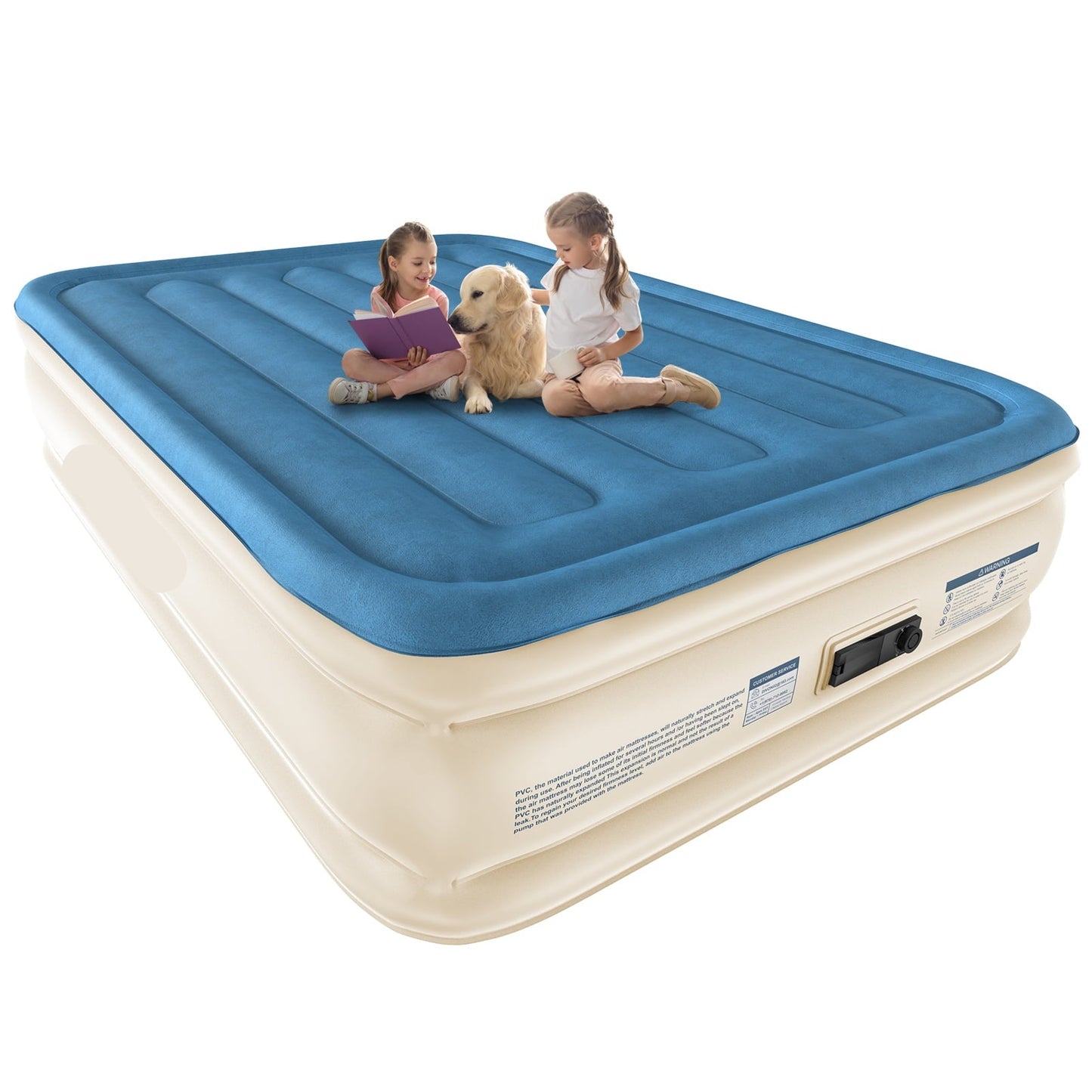 Air Mattress Full With Built In Pump,18"High Puncture-Proof Inflatable Bed For Travel,Home& Camping,660lbs,Blue