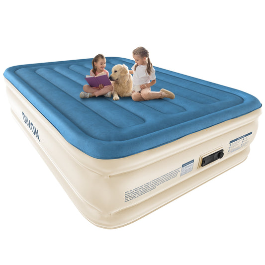 Divon Air Mattress Full With Built In Pump,18"High Puncture-Proof Inflatable Bed For Travel,Home& Camping,660lbs,Blue