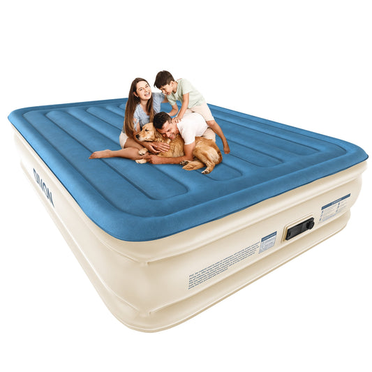 Divon Air Mattress Queen With Built In Pump,18"High Puncture-Proof Inflatable Bed For Travel,Home& Camping,660lbs,Blue